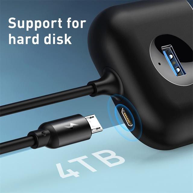 Bộ Chia HUB Ra 4 Cổng USB 3.0 Chuyển Đổi Từ Type C Ra 4 Cổng USB Hoặc Từ USB Ra 4 Cổng USB - Hàng Chính Hãng Baseus