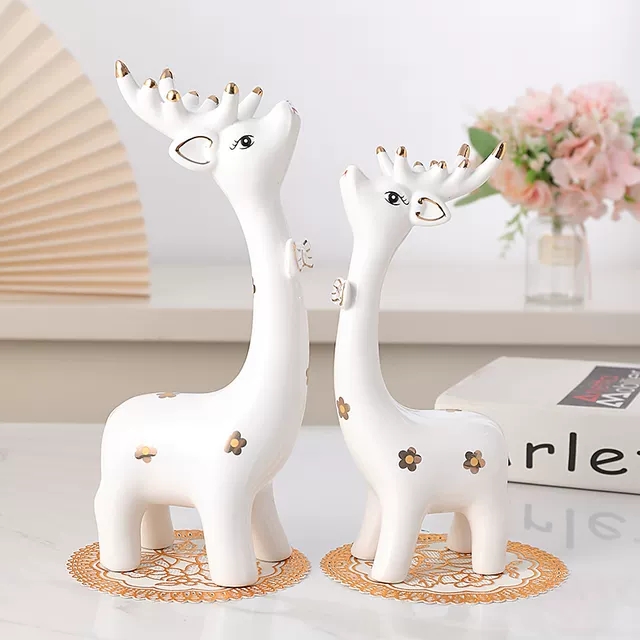 [New arrival] Tượng Đôi hươu sứ trang trí, decor nhà cửa, phòng khách