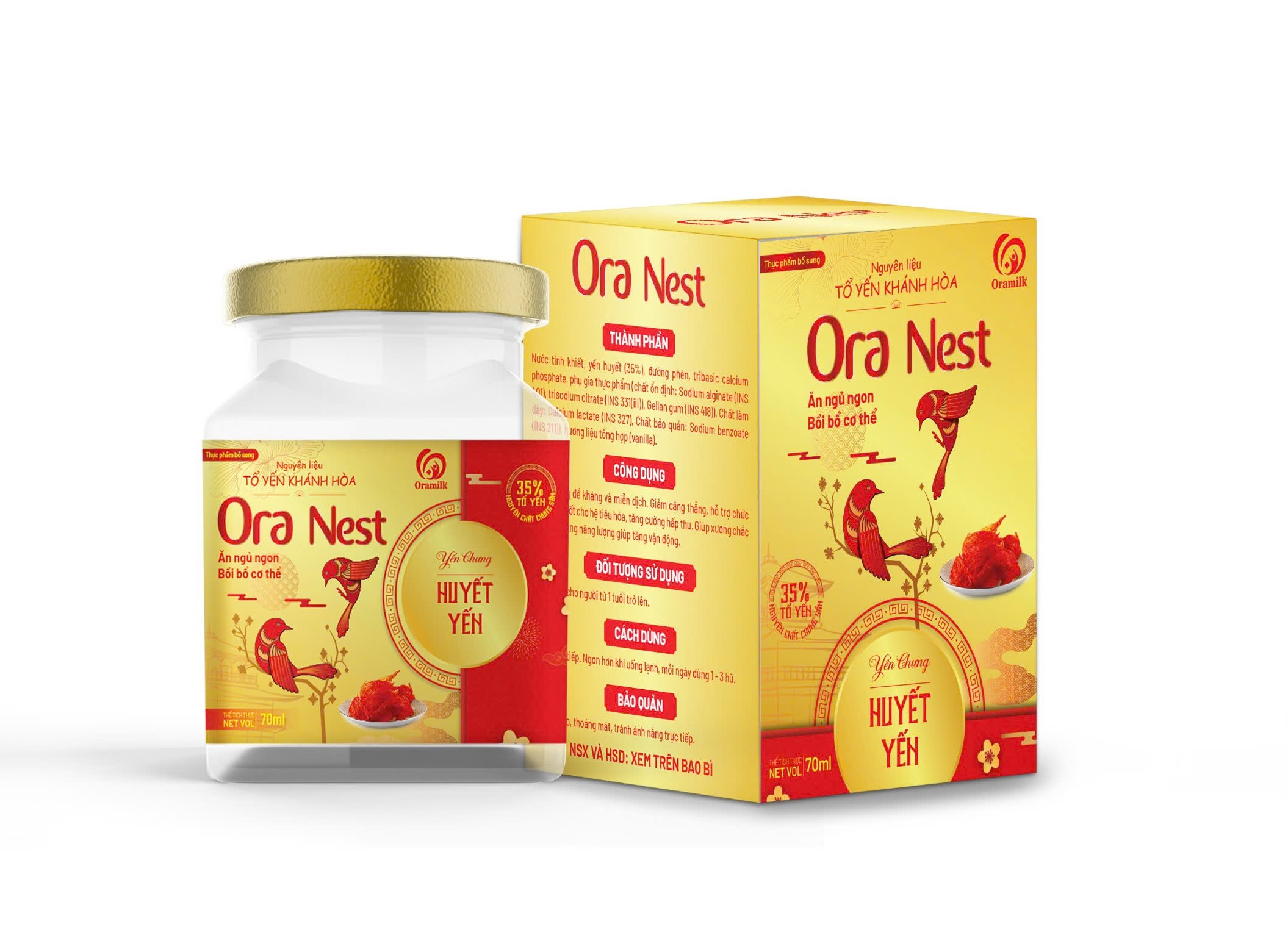 Hộp quà ORA NEST Huyết Yến 420ml (6 lọ x 70ml)