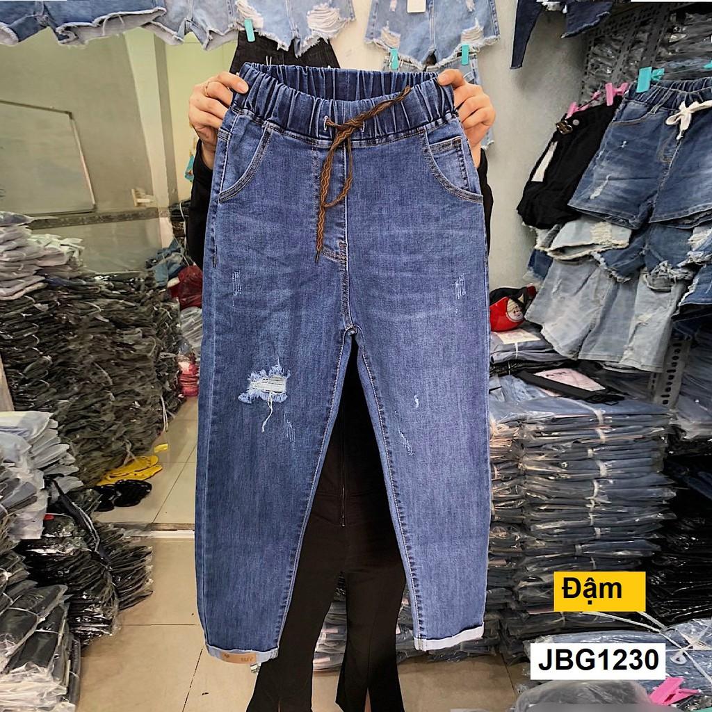 Quần jean baggy nữ lưng thun co giãn JBG1230