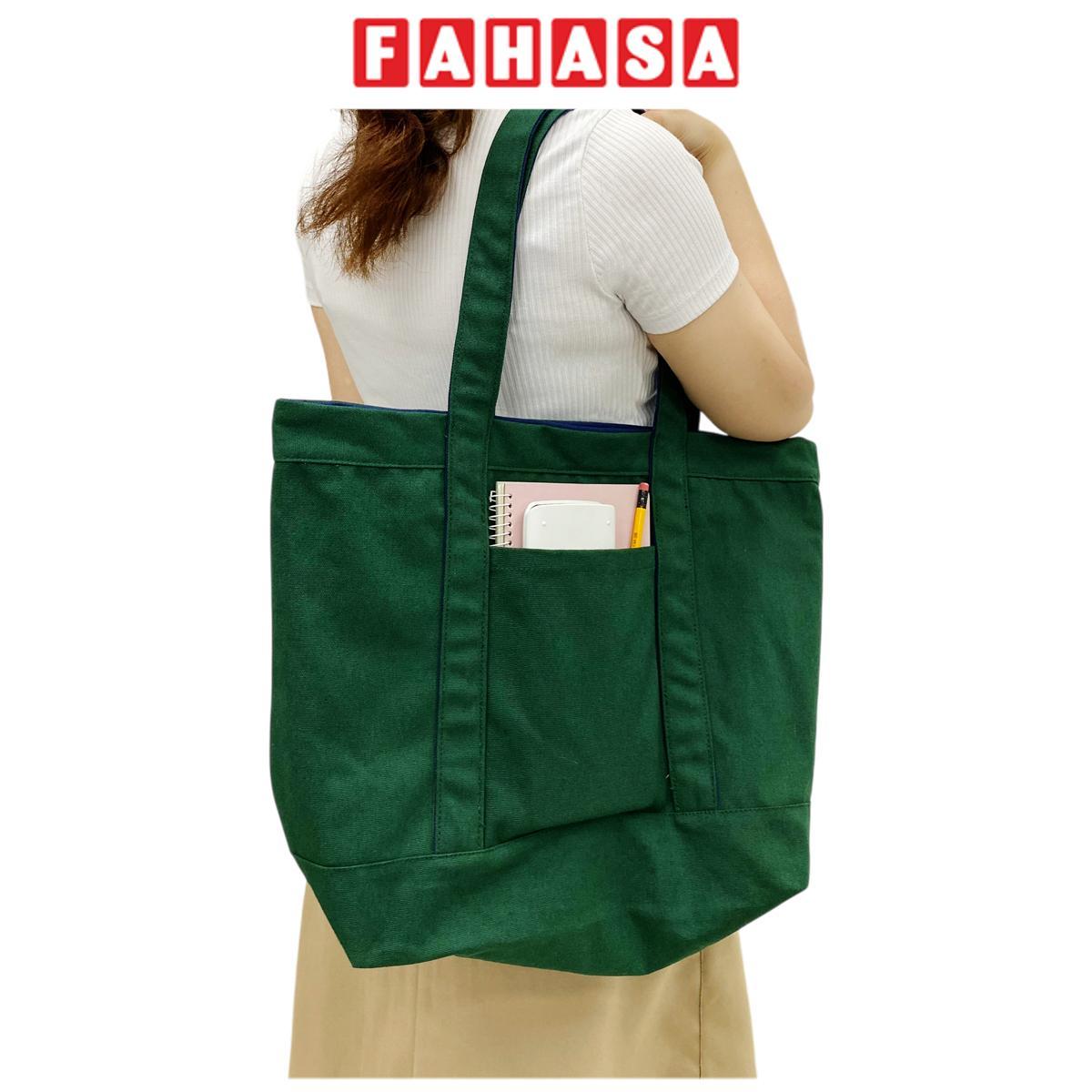 Túi Vải Tote 2 In 1 Phối 2 Màu - Saigon ZeroWaste - Màu Xanh Lá + Xanh Dương