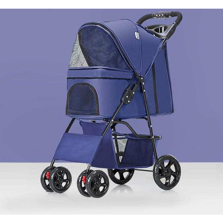 Xe đẩy thú cưng gấp gọn siêu tiện lợi có bánh xe xoay 360 độ