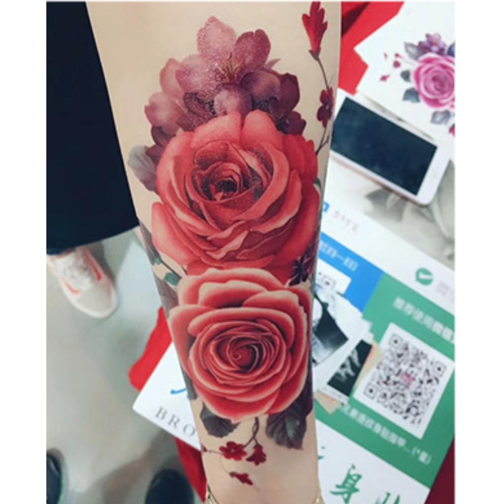 Hình xăm dán hoa hồng mẫu to cao cấp 10x20cm