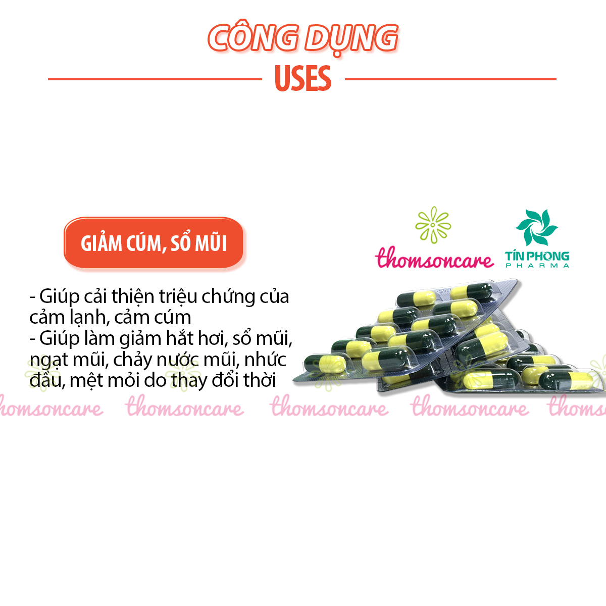 Cảm cúm Tín Phong - Hộp 100 viên - Cải thiện triệu chứng cảm lạnh, hắt hơi, sổ mũi, nhức đầu từ thảo dược