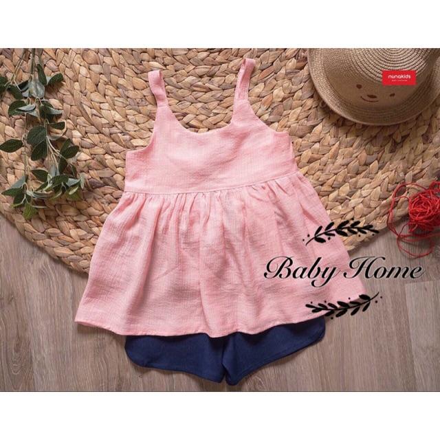 Bộ đũi 2 dây quần giả bò cho bé gái
