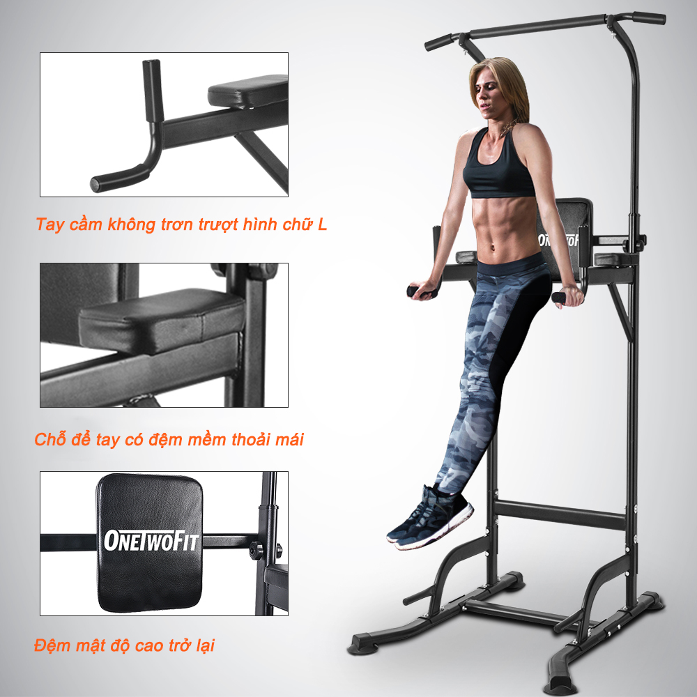OneTwoFit Bộ xà đơn xà kép Fitness Pull up Bar Push Up-Weight OT084 có thể điều chỉnh chiều cao
