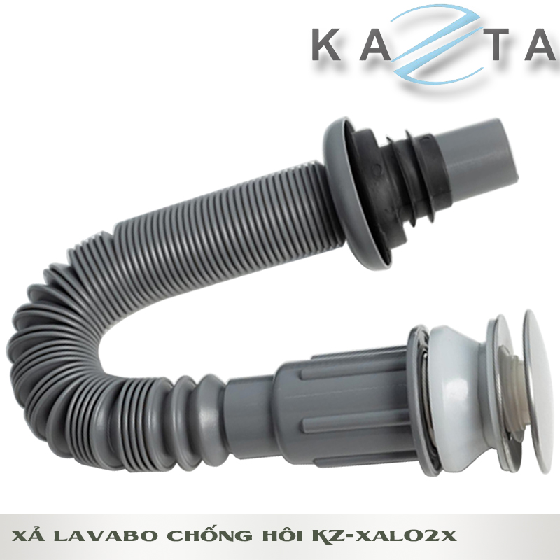 Bộ xả lavabo ruột gà KAZTA KZ-XAL02X nút nhấn dây nhựa cao cấp