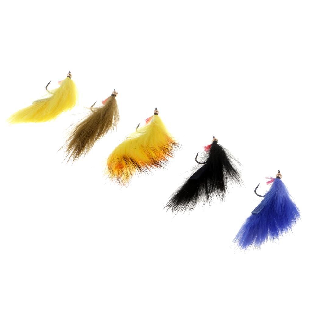 5pcs Bead Head Zonker Trout Flies Sinking Fly Fishing Streamers Flies