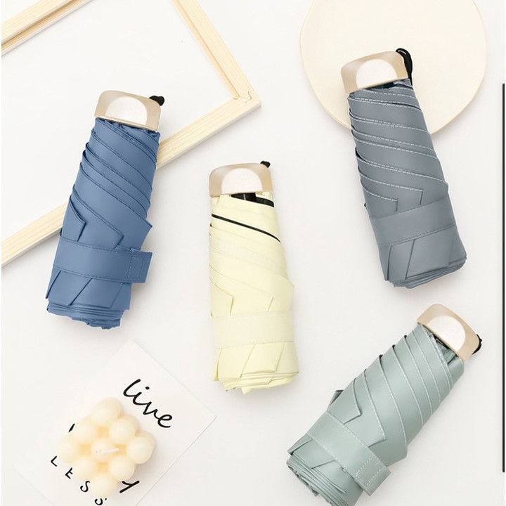 Ô dù gấp gọn mini, ô dù che mưa đi nắng UPF 50 chống tia cực tím, kích thước nhỏ gọn chỉ 14-18cm