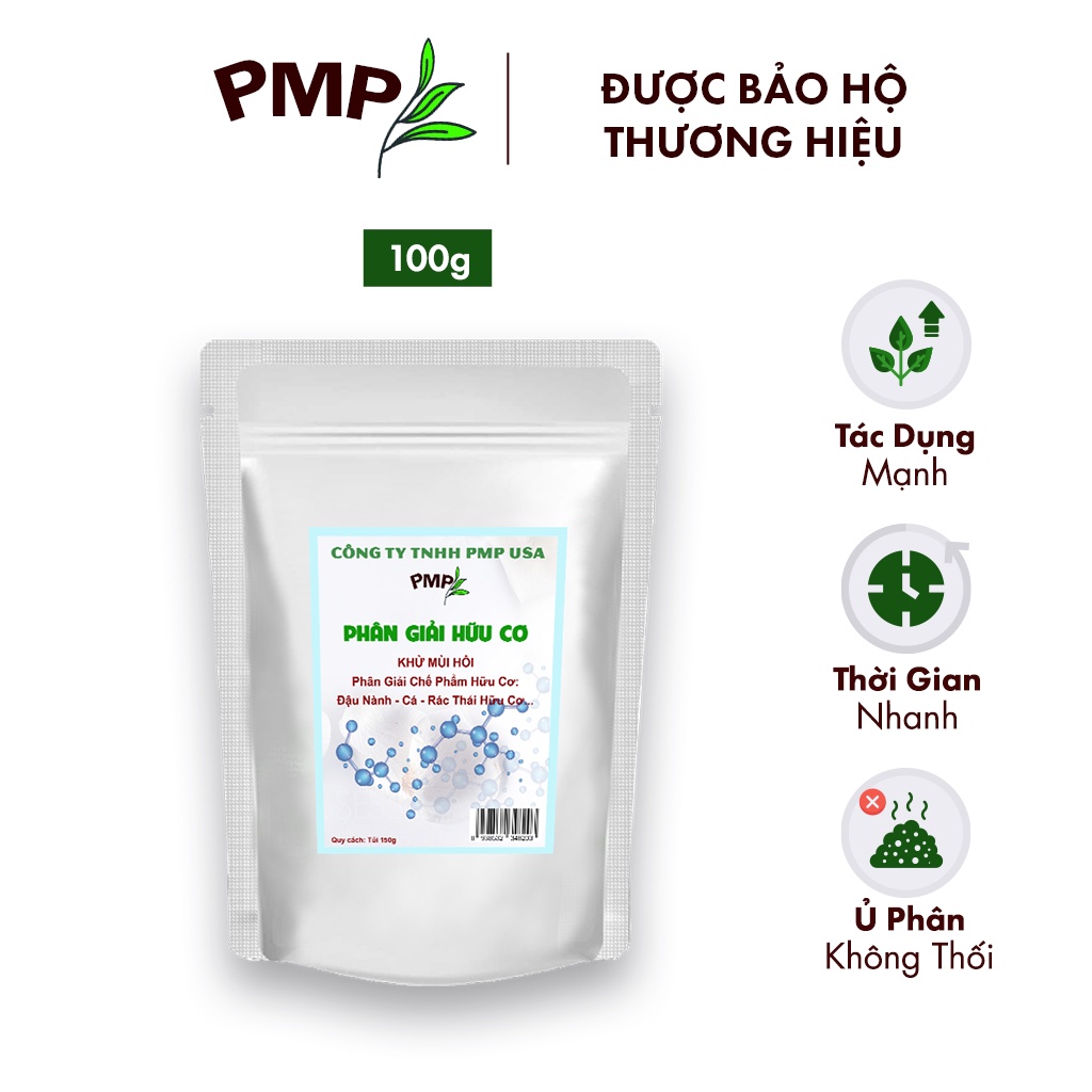 Men Phân Giải Hữu Cơ PMP Giúp Khử Mùi Hôi, Ủ Phân Hữu Cơ Từ Đậu Nành, Trứng, Chuối, Cá, Rác Thải Hữu Cơ 100g