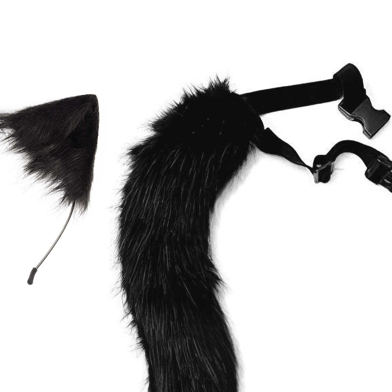 2Pcs Long Tail Gothic Ears Hair Hoop for Cosplay Costume Kits