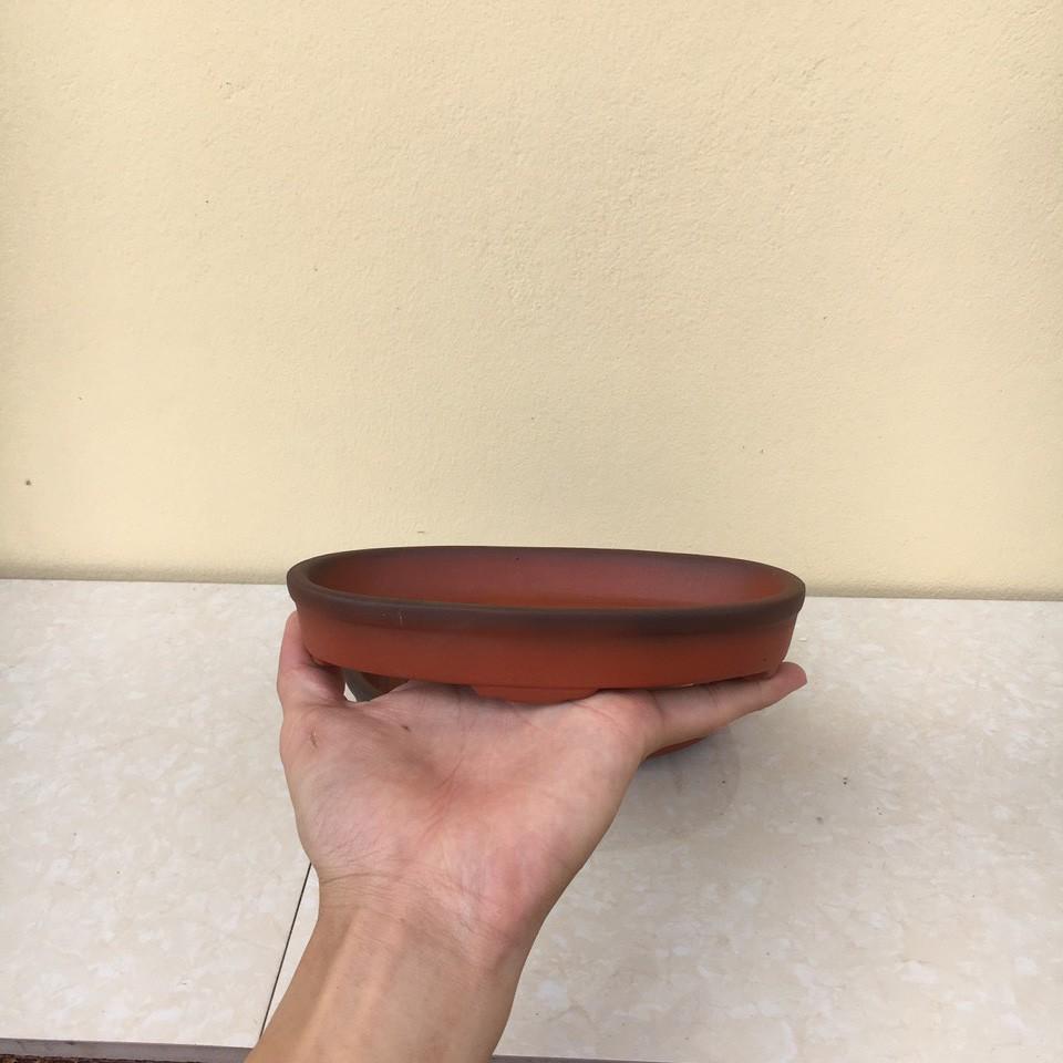 Bộ 2 Chậu bonsai Ovan mini đất nung gốm Bát tràng 2 size BM-36