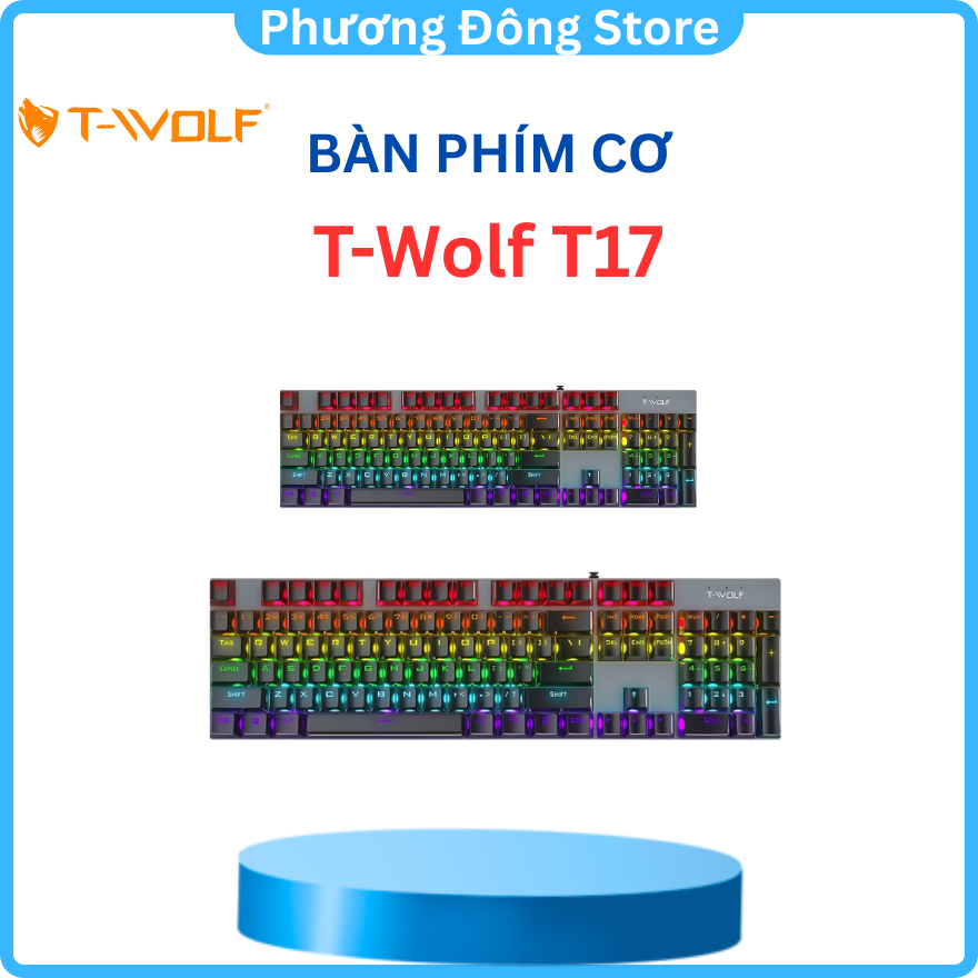 Bàn Phím cơ T-Wolf T17, Blue Switch, USB, LED, 104 Gaming - Hàng chính hãng