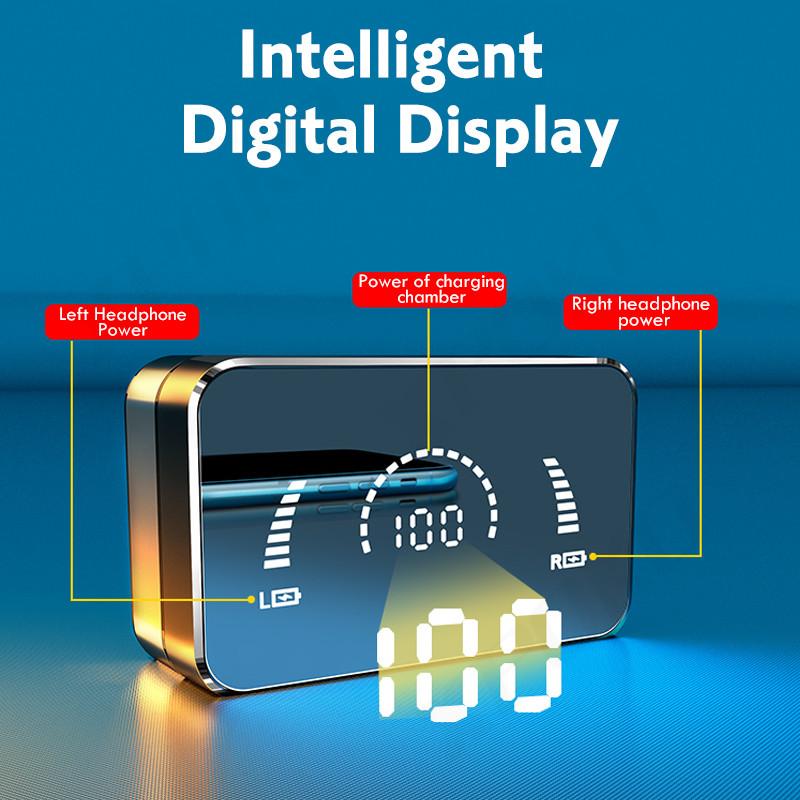 TWS Không Dây Bluetooth Tai Nghe HD Gương Màn Hình Màn Hình Hiển Thị LED Tai Nghe Có 3500MAh Sạc Hộp 9D HIFI Stereo Tai Nghe Nhét Tai Tai Nghe