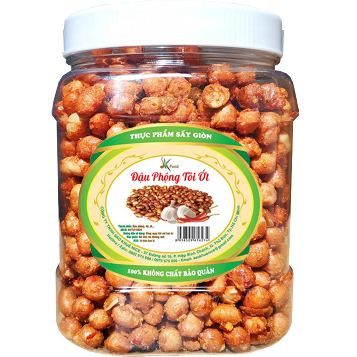 500G Đậu Phộng Rang Tỏi Ớt + 500G Đậu Phộng Da Cá Sấy Thương Hiệu SK FOOD