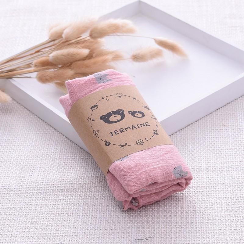 Khăn cotton và lanh tre bông anh đào vương miện in trẻ em mỏng cho bé