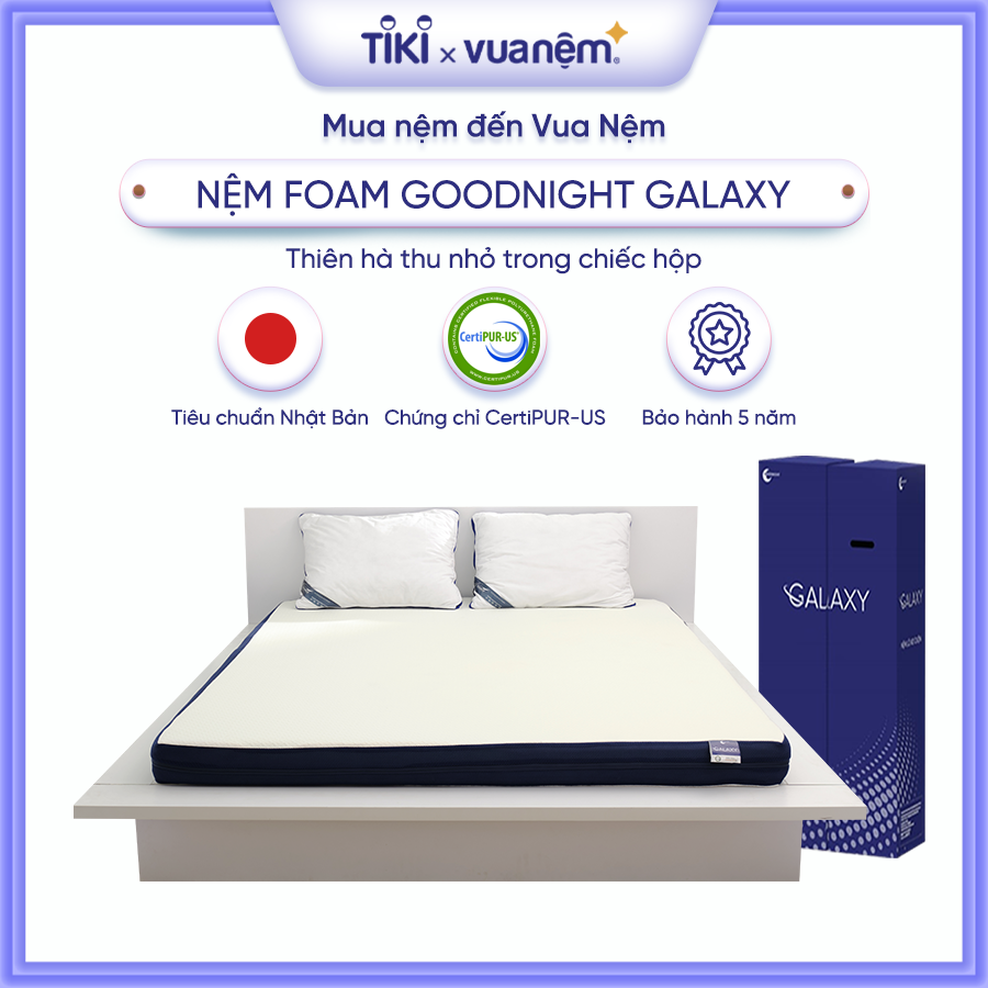 Nệm Foam cao cấp Goodnight Galaxy Greentea êm ái, mềm mại, tinh chất trà xanh kháng khuẩn khử mùi