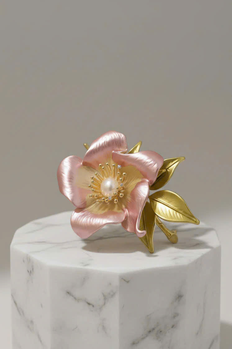 Trâm Cài Áo Vest, Áo Dài Hoa Đính Ngọc Trai Baroque Hồng thời trang thiết kế Hity ACC437