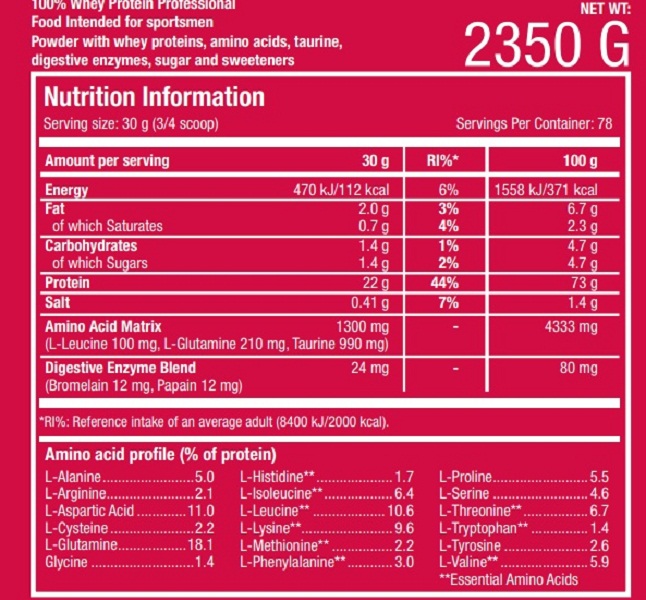 100% Whey Protein Professional 2350g Chocolate Hazelnut