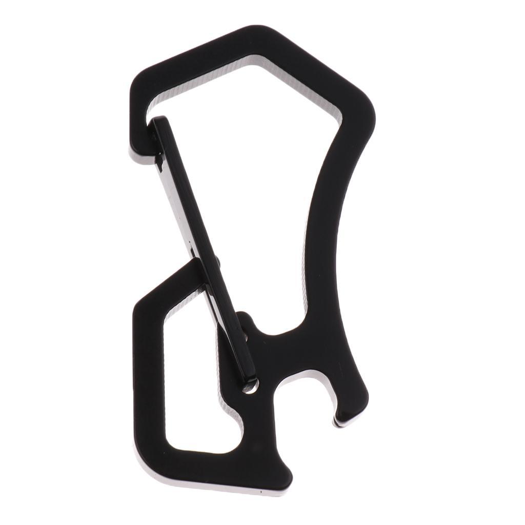 2 Pieces Carabiner Keychain Bottle Opener with Keyring Key Chain Corrosion Resistance Black Gray