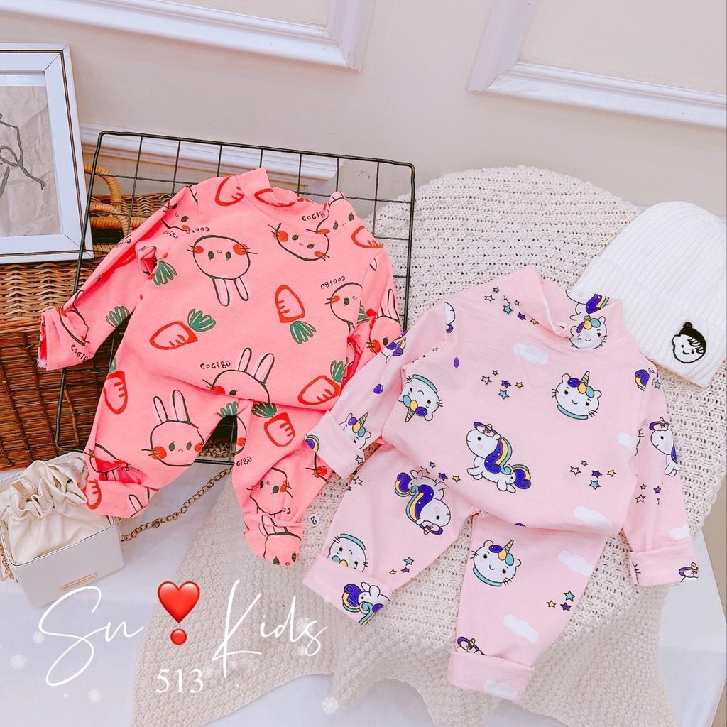 Bộ dài tay cổ lọ cho bé gái 8-20kg