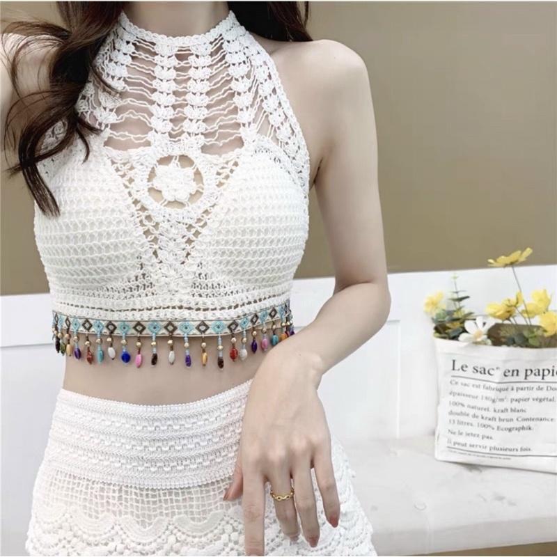 Bộ đồ bơi bikini️Set ren đi biển 3 món sang chảnh