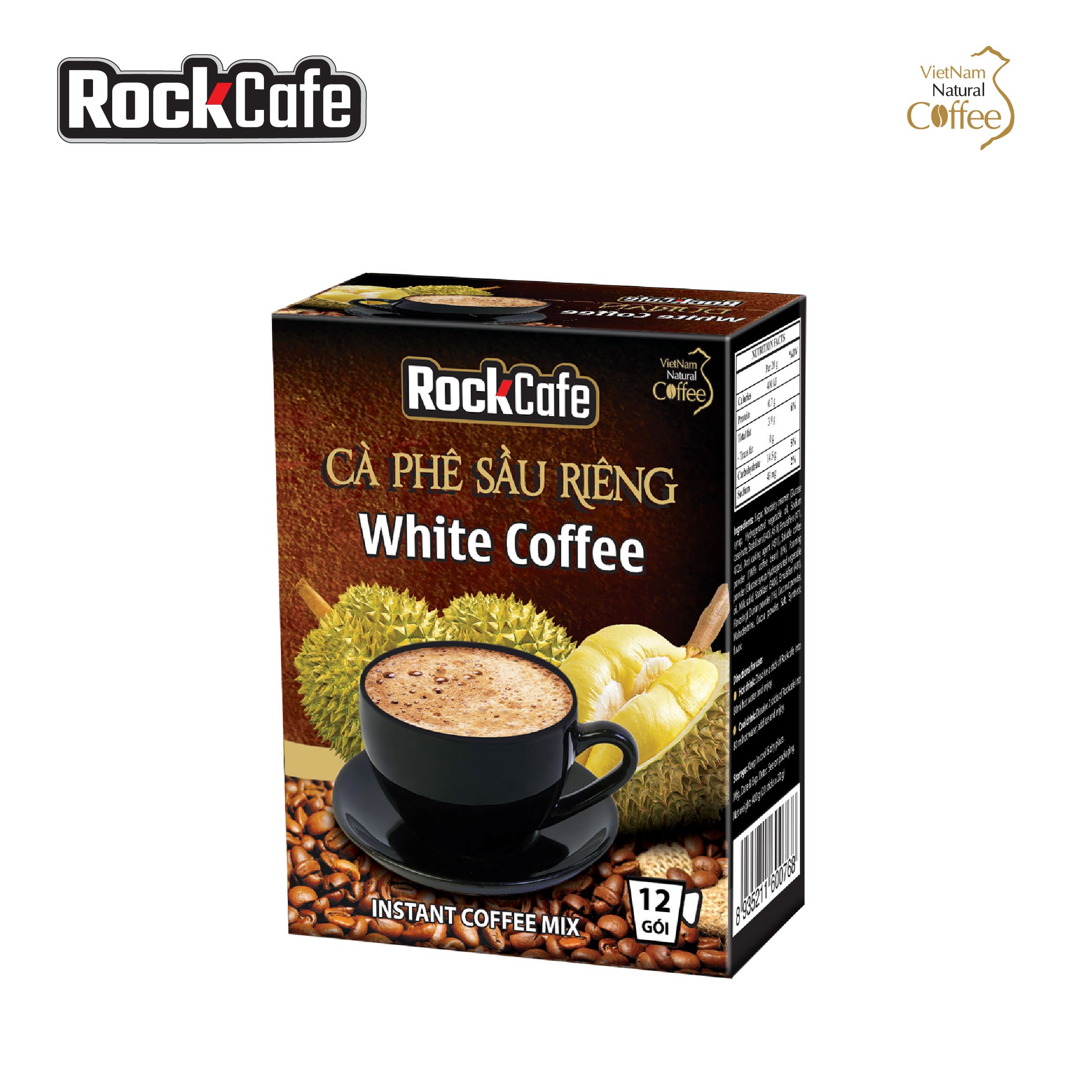 Hộp 12 gói Cà phê Sầu riêng ROCKCAFE (20g/gói)