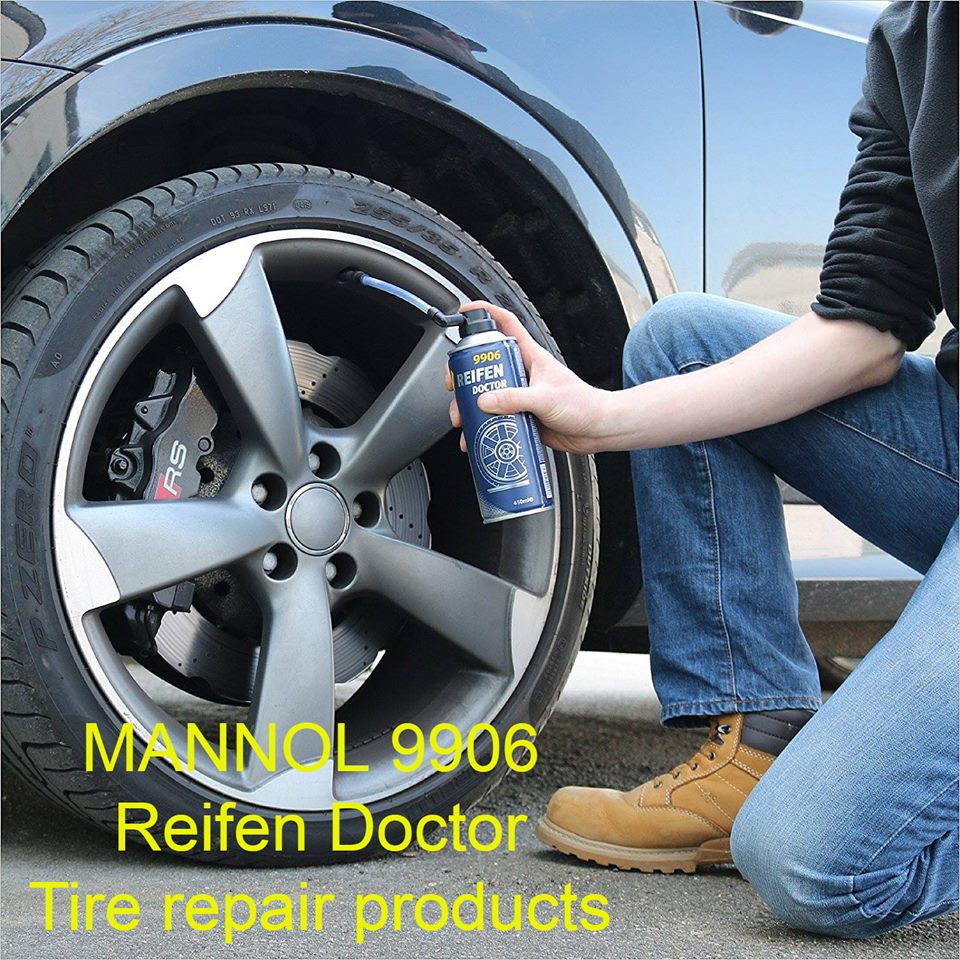 Vá Vỏ Xe Khẩn Cấp Bơm Keo Chống Xì Lốp Và Bơm Căng Lốp Xe Lại MANNOL 9906 Reifen Doctor 450ML Tire Repair Spray