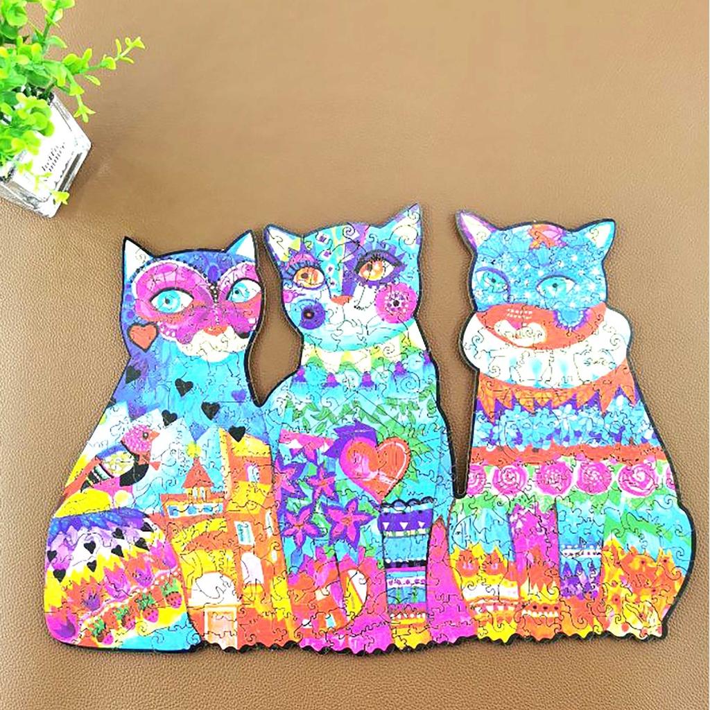 Đồ chơi xếp hình gỗ wooden jigsaw puzzles Beautiful Cats 168 mảnh ghép-M size