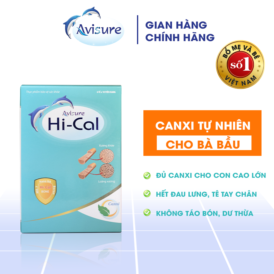 Canxi Nano dành cho bà bầu và cho con bú Avisure Hical 20 viên