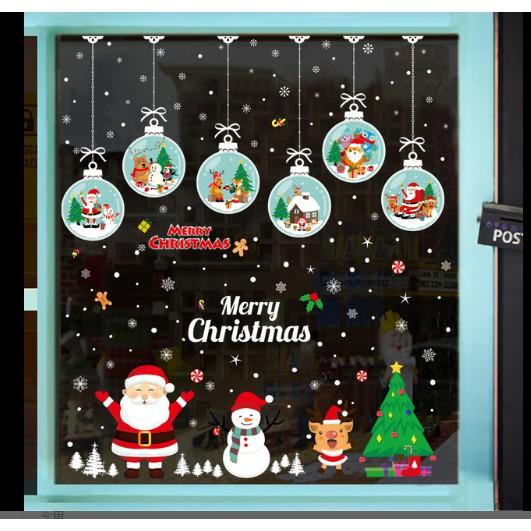 COMBO Decal Trang Trí Noel Hai Mặt Hít Tĩnh Điện Không Dơ Kính- Rèm Cầu Tuyết phối Noel vui nhộn