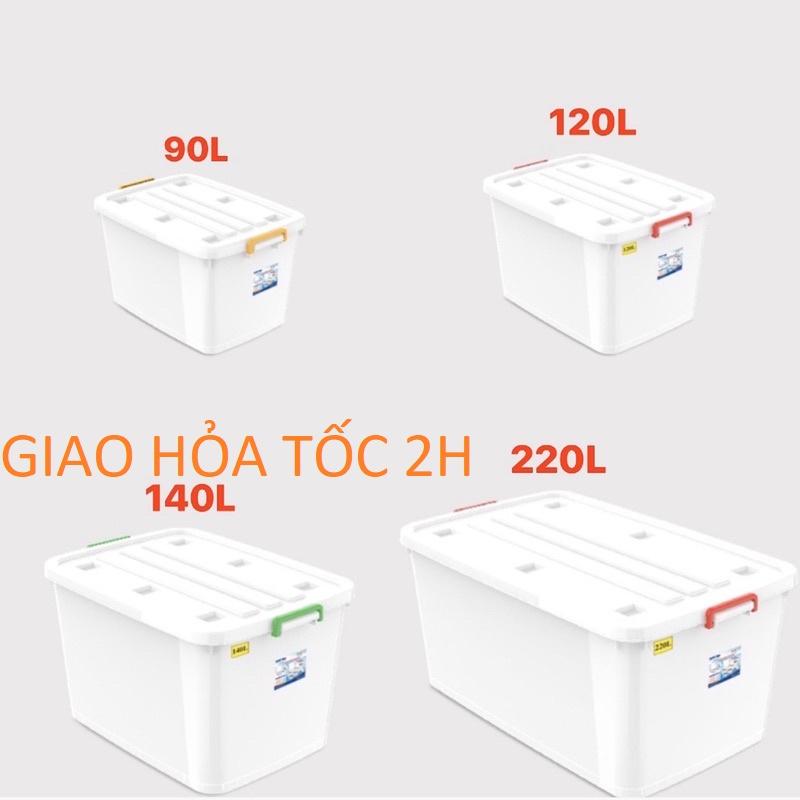 Thùng Nhựa Vuông Đựng Đồ Đa Năng Có Bánh Xe Duy Tân 15L/30L/55L/90L/120L