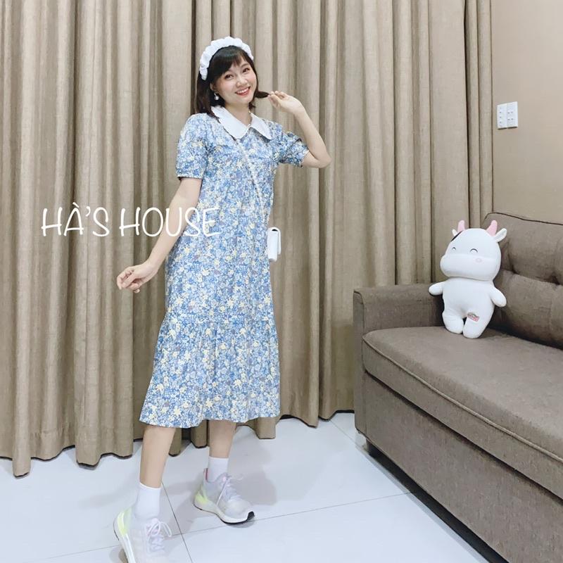 Đầm babydoll hoa xanh dễ thương