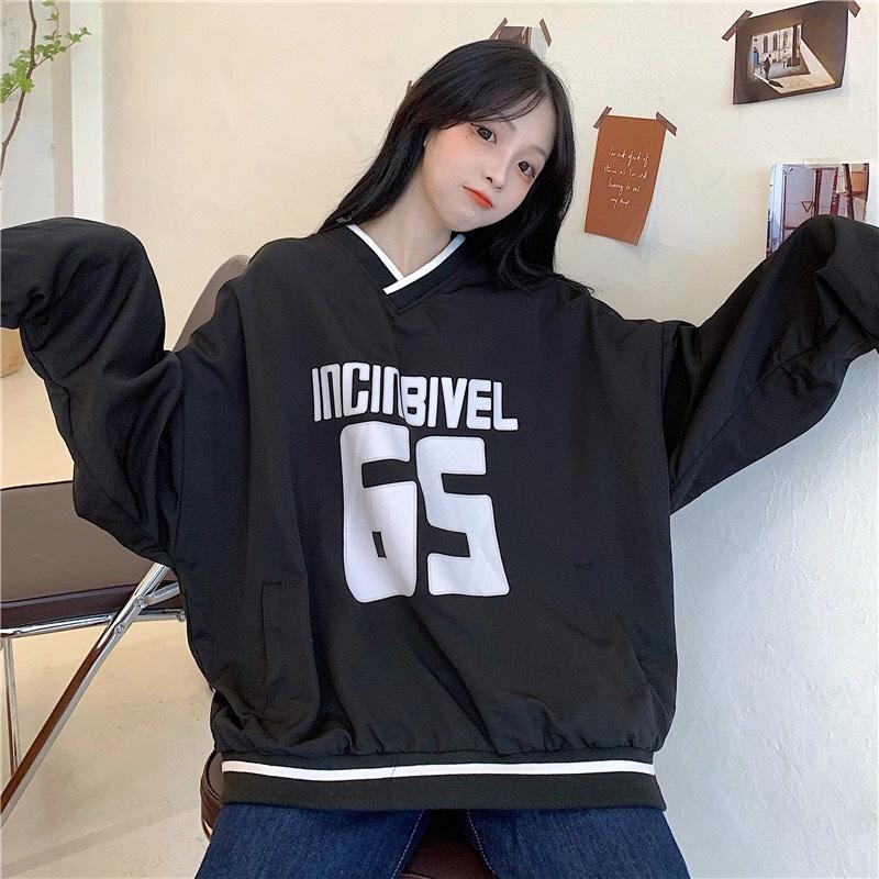 Áo nỉ nam nữ form thụng thời trang ulzzang -Áo sweater tay dài số 65 dáng rộng unisex phong cách Hàn Quốc