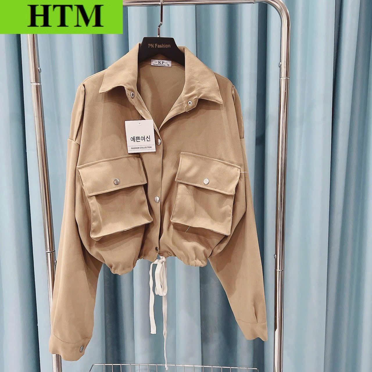 Áo Khoác Nữ Phối Theo Dáng Kiểu Lửng Với Form Rộng Cánh Tay Chất Liệu Vải Nhung 2 Lớp Siêu Dày Dặn Mặc Mát Mẻ Hàng Hot Trend HTM FASHION