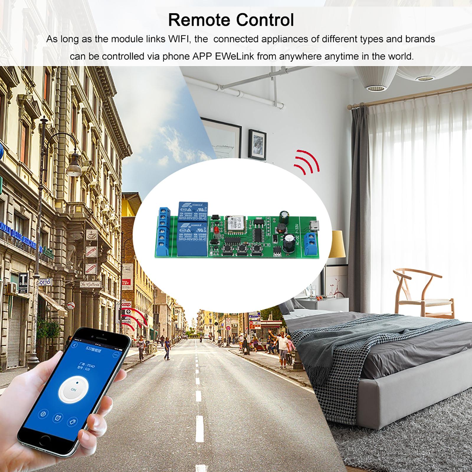 EWeLink Smart Wifi Switch Universal Module 2CH USB DC5V/7-32V Wireless Switch Timer Phone APP Remote Control Compatible with "Amazon" Alexa Google Home Voice Control for Smart Home