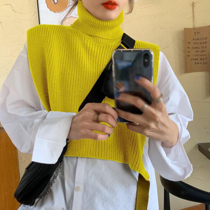 Áo Sweater Dệt Kim Không Tay Cổ Cao Thanh Lịch Cho Nữ