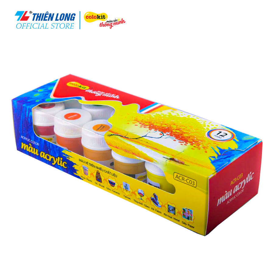 Hộp 12 Màu acrylic Thiên Long Colokit ACR-C03