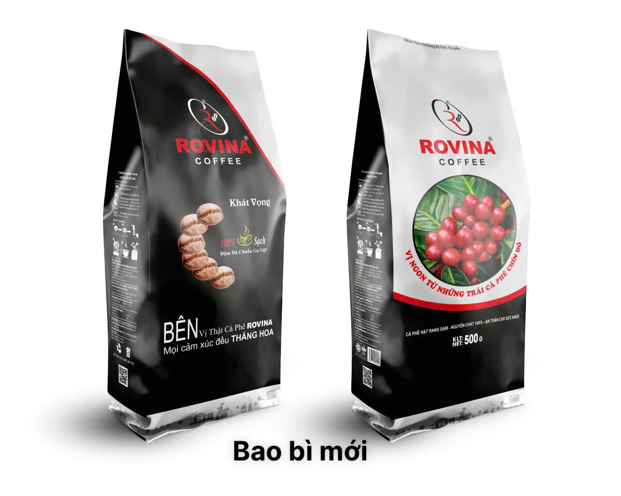 Cà Phê Rovina Khát Vọng -  Pha Máy -  Gói 500gr Nguyên Hạt Với Mùi Vị Đặc Trưng Đúng Vị Thật Của Cà Phê Việt Nam, Vị Đắng Của Robusta, Mùi Thơm Của Arabica