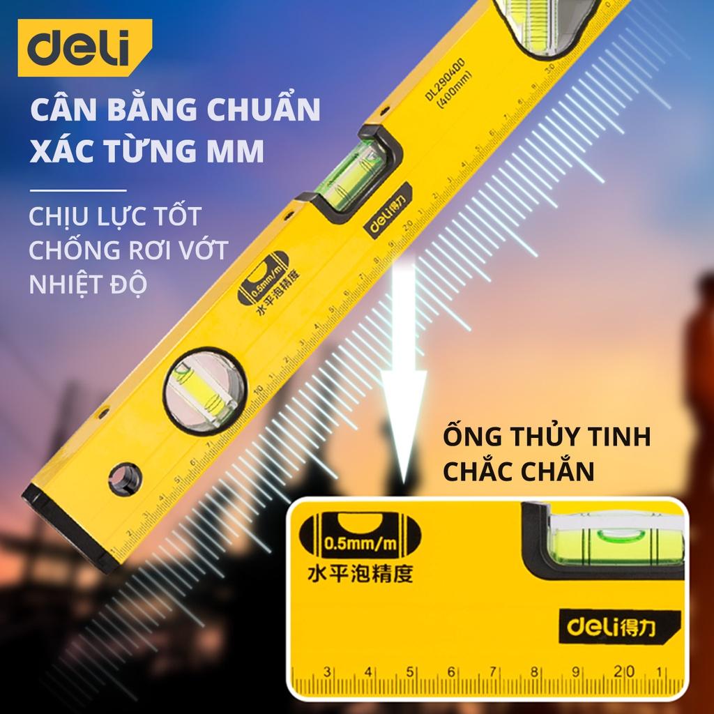 Thước Thủy Deli Cao Cấp Chính Hãng - Chất Liệu Hợp Kim Nhôm Siêu Bền, Chính Xác Tuyệt Đối, Tiện Dụng DL290230 EDL290400