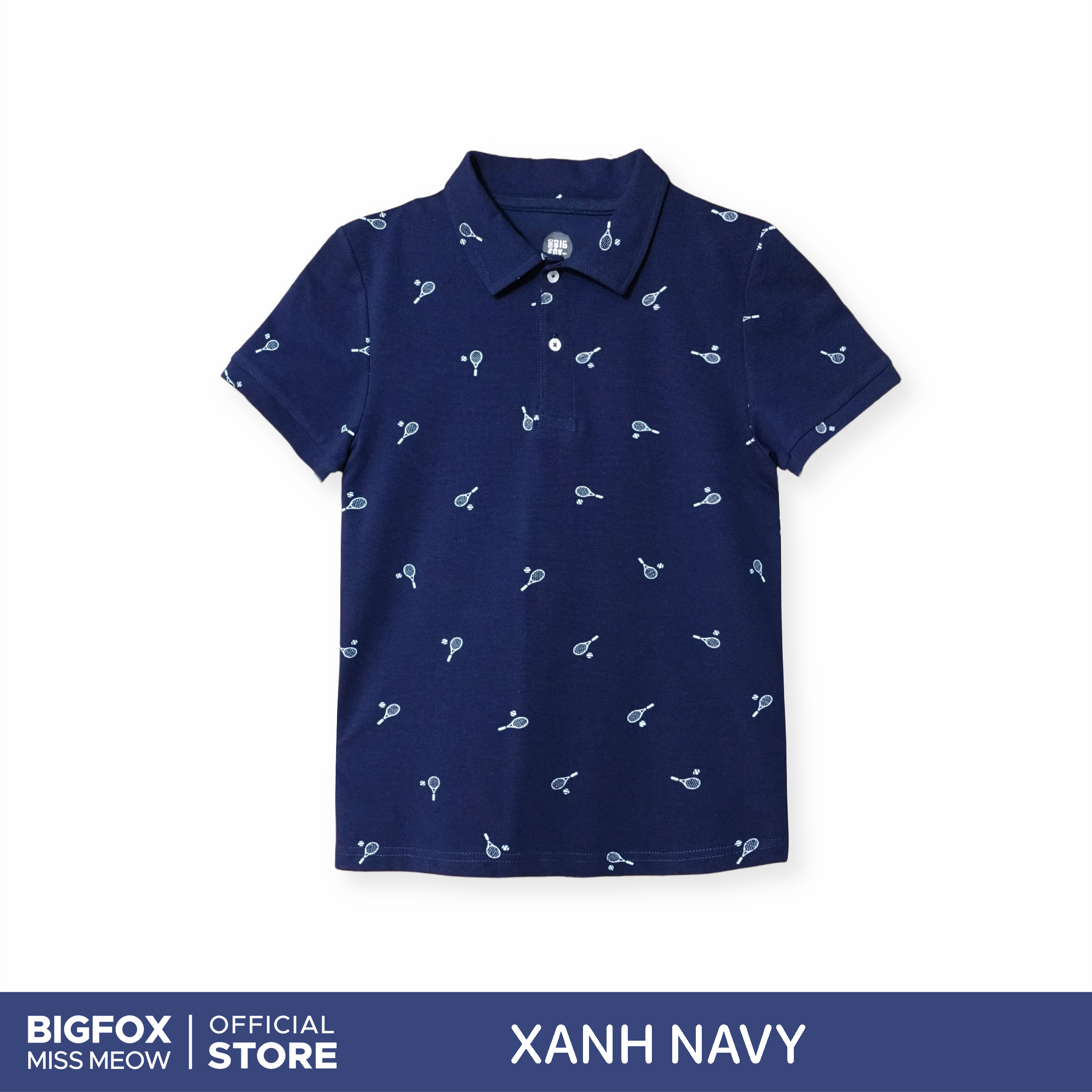 Áo polo bé trai ngắn tay Bigfox Miss Meow size đại sơ mi trẻ em nam thun cotton cá sấu cỡ 7-15 tuổi