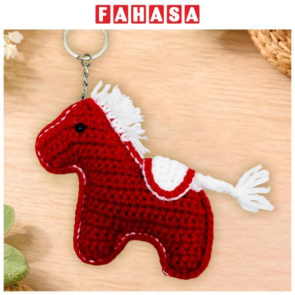 Móc Khoá Len Ngựa Pony - Màu Đỏ Đô