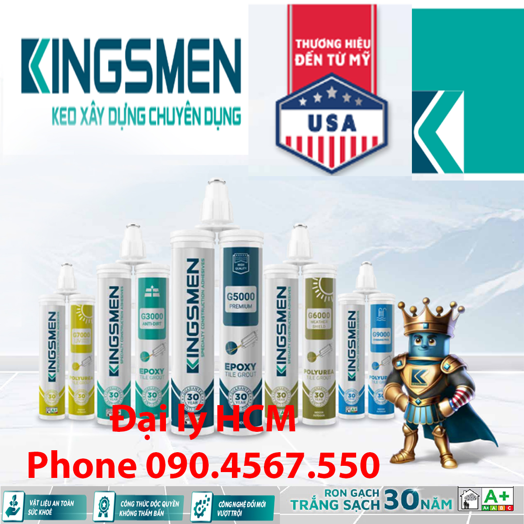 Keo Ron Gạch Epoxy G5000 - Dành cho nhà tắm, bếp  - Thế Hệ Mới Kingsmen. RON GẠCH TRẮNG SẠCH 30 NĂM - Keo Ron gạch 2 thành phần