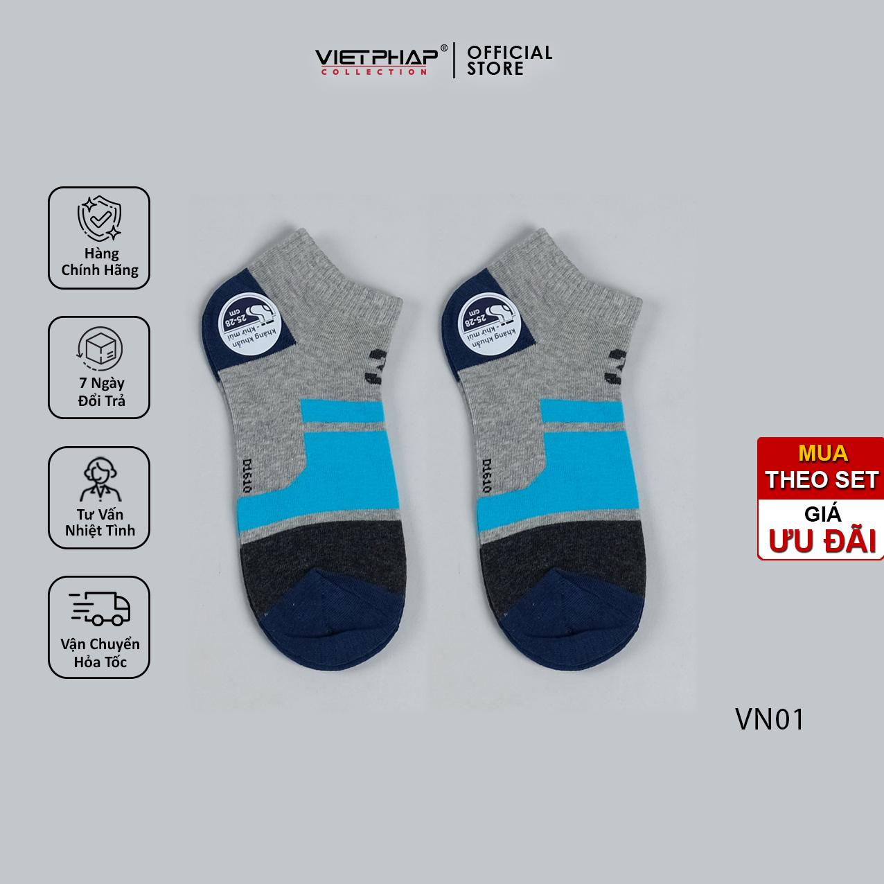 Tất Vớ Cổ Ngắn VIỆT PHÁP Chất liệu Cotton co giãn kháng khuẩn khử mùi VN03