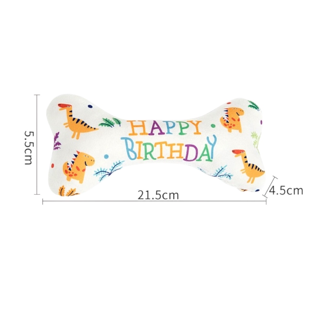 Xương nhồi bông chút chít hình HPBD đồ chơi cho chó mèo Saly Q PT52