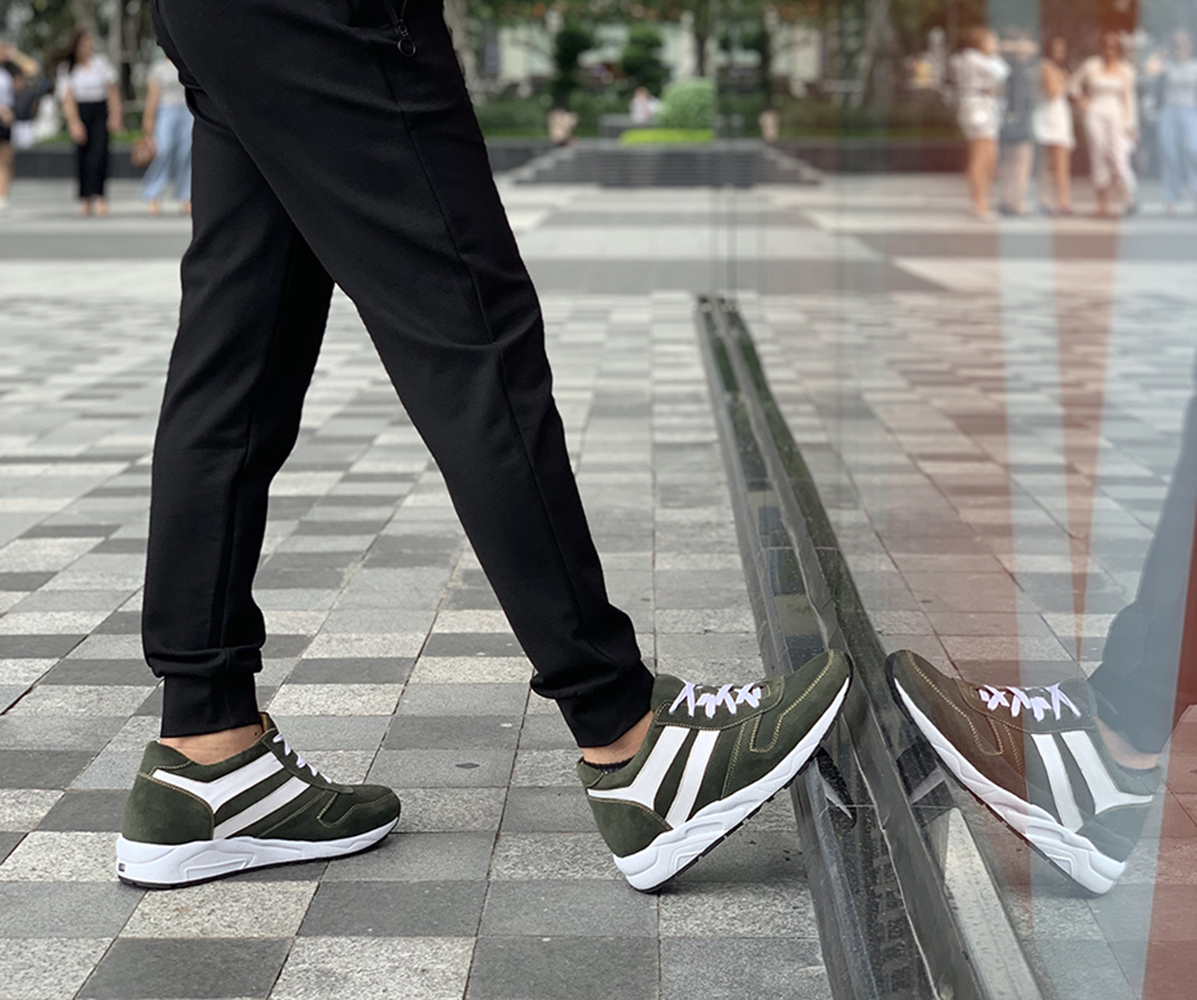 GIÀY TĂNG CHIỀU CAO GIÀY CAO DÀNH CHO NAM GIỚI T20 XANH RÊU DA LỘN - CAO 8CM GIÀY ĐỘN NAM CAO VƯỢT TRỘI