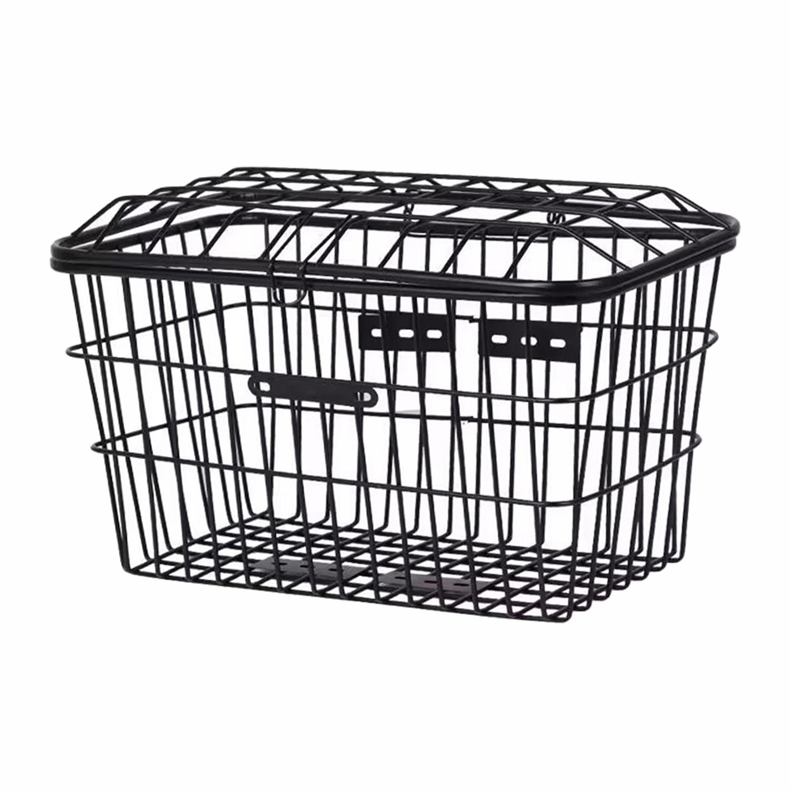 Bike Rear Basket Bike Storage Basket Black Holder Container Holding Water Bottle, Toys, Snacks Universal with Cover Hanging Cycling Baskets