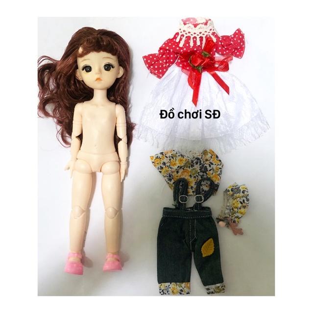 búp bê 30 cm BJD - combo 1 búp bê và 2 áo ngẫu nhiên