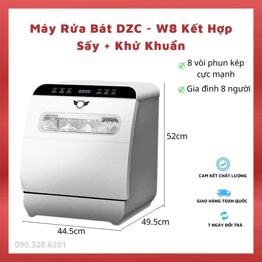 Máy Rửa Chén DZC - W8 Tích Hợp Sấy Khô Và Khử Khuẩn, Máy Rửa Bát Đĩa