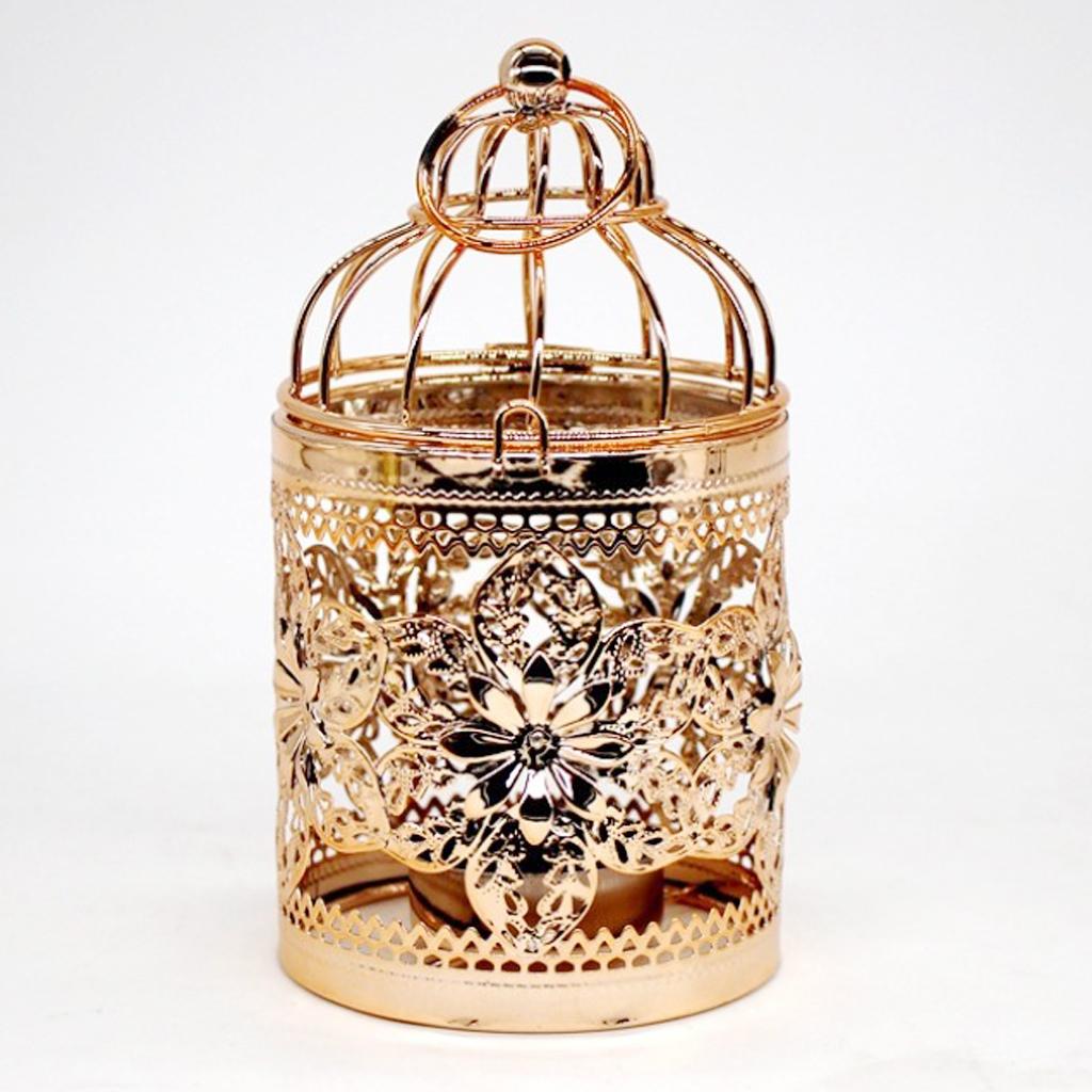 Bird Cage Candle Holder Vintage Metal Tealight Lantern Table Piece-A-Gold